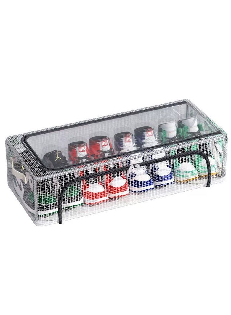 3 Pack Shoe Storage Organizer Transparent Shoe Storage Box for Under Bed Stackable Shoe Organizer with Steel Foldable Shoe Rack Shoe Container Bins for Clothes Shoes Toys Space Saving（L 60*30*16cm）  - Image 2