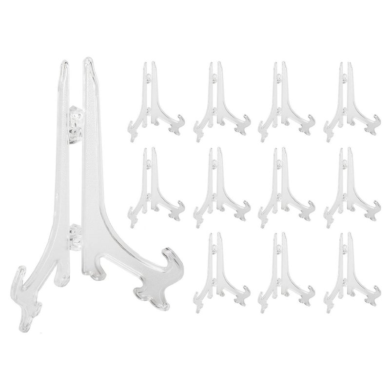 Super Z Outlet Plastic Easels 12 Pack Clear Easel Stands Easel Display Stand for Photo, Place Card, Collectibles, Light Items - Perfect for Wedding Cards, Party, Home, Party Decorations (5 Inches) - Image 1