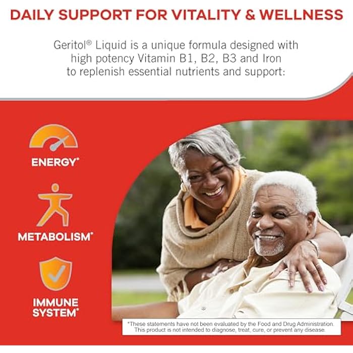 Geritol Liquid Vitamin and Iron Supplement, Energy Support, Contains High Potency B-Vitamins and Iron, Pleasant Tasting, Easy to Swallow, No Artificial Sweeteners, Non-GMO, 12 Oz - Image 2