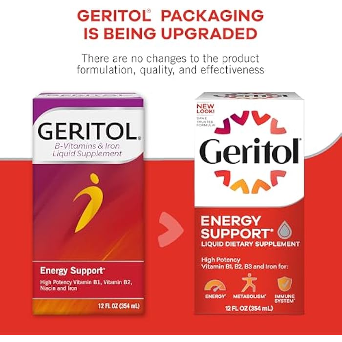 Geritol Liquid Vitamin and Iron Supplement, Energy Support, Contains High Potency B-Vitamins and Iron, Pleasant Tasting, Easy to Swallow, No Artificial Sweeteners, Non-GMO, 12 Oz - Image 5