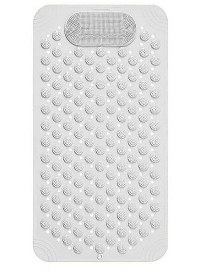 XXSSIER Anti Skid Mat for Bathroom Floor Bathroom Anti Slip Mat Bathtub Bath Shower Mat with Suction Cups & Drain Holes Foot Massage Scrubber for Kids & Adults Bath Mat 70 x 35 CM (White) - Image 1