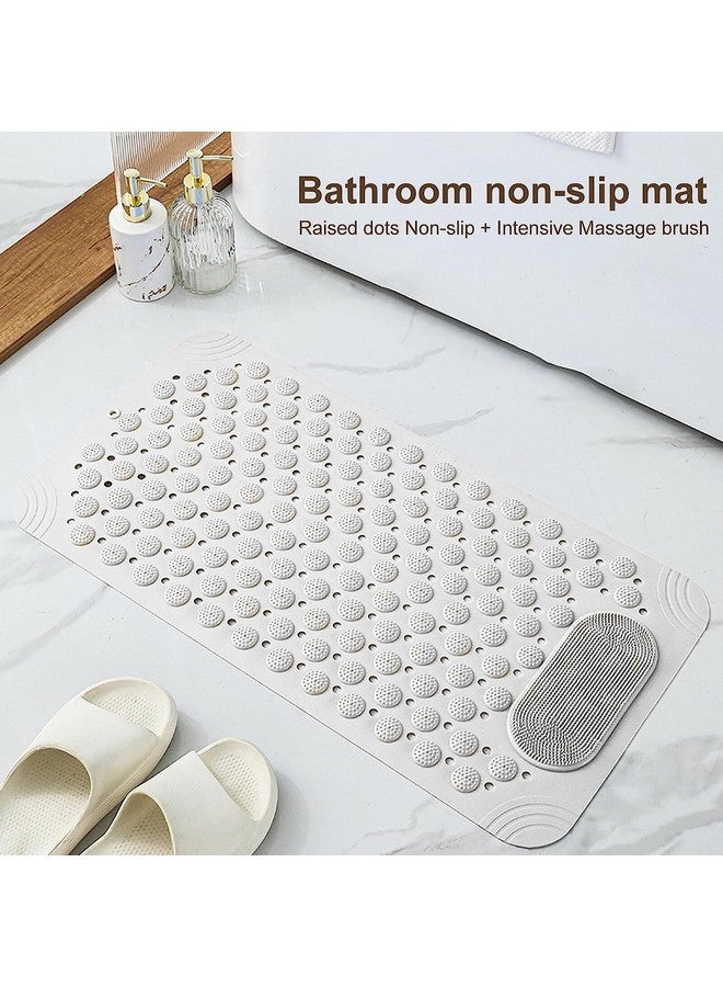 XXSSIER Anti Skid Mat for Bathroom Floor Bathroom Anti Slip Mat Bathtub Bath Shower Mat with Suction Cups & Drain Holes Foot Massage Scrubber for Kids & Adults Bath Mat 70 x 35 CM (White) - Image 4