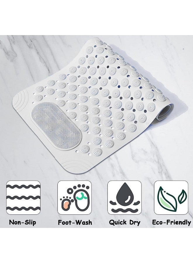 XXSSIER Anti Skid Mat for Bathroom Floor Bathroom Anti Slip Mat Bathtub Bath Shower Mat with Suction Cups & Drain Holes Foot Massage Scrubber for Kids & Adults Bath Mat 70 x 35 CM (White) - Image 2