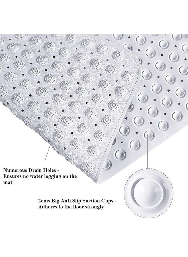 XXSSIER Anti Skid Mat for Bathroom Floor Bathroom Anti Slip Mat Bathtub Bath Shower Mat with Suction Cups & Drain Holes Foot Massage Scrubber for Kids & Adults Bath Mat 70 x 35 CM (White) - Image 3