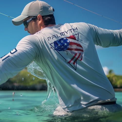 Palmyth Fishing Shirts for Men Long Sleeve UPF 50 T Shirt Sun Protection Tee WhiteLargemouth Bass L - Image 3