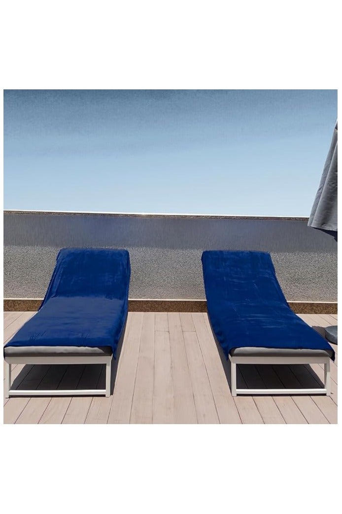 Fabienne 2-Pc Over-Sized Beach Towel 100x200cm Microfiber Extra Large Bath Sheet Pool Towel Yoga Towel Spa Towel Soft, High Absorption and Quick-Drying Navy Blue - Image 2