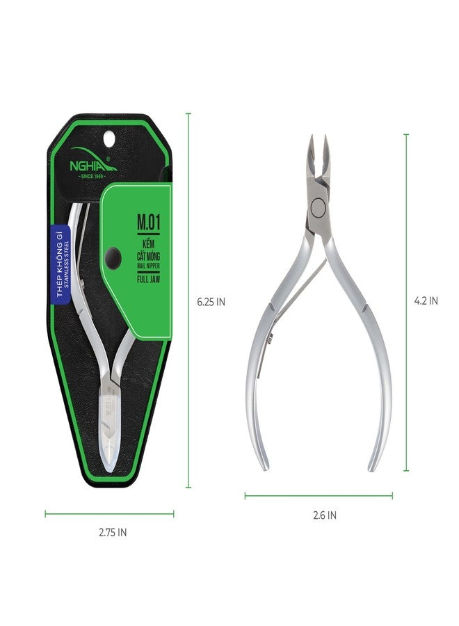 NGHIA Stainless Steel Nail Nipper - M-01, Precision Acrylic Nipper with Grey Plated Jaw, Curve Handle, and Single Spring - Image 2