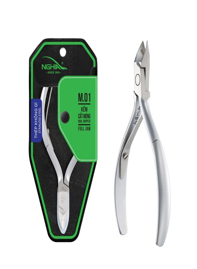 NGHIA Stainless Steel Nail Nipper - M-01, Precision Acrylic Nipper with Grey Plated Jaw, Curve Handle, and Single Spring - Image 1