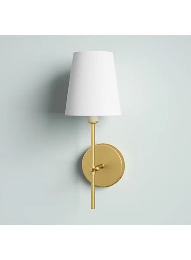 Y-LIGHTS Wall Lamp - Gold And White- Material: Steel And Supported Fabrics Color: Electrostatic Gold And White Dimensions (cm) : 15 (L) * 13 (W) * 38 (H) -+1 year warranty - Image 1