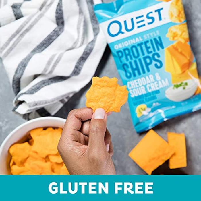 Quest Nutrition Cheddar & Sour Cream Protein Chips, 19g Protein, 4g Net Carbs, Low Carb, Gluten Free, 1.1 oz (Pack of 12) - Image 5