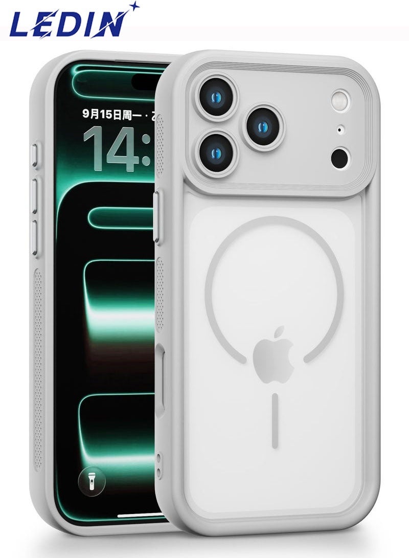 ليدين جراب MagSafe الهجين المقاوم للصدمات لهاتف iPhone 17 Pro Max، واقي للكاميرا، ظهر شفاف - Image 1