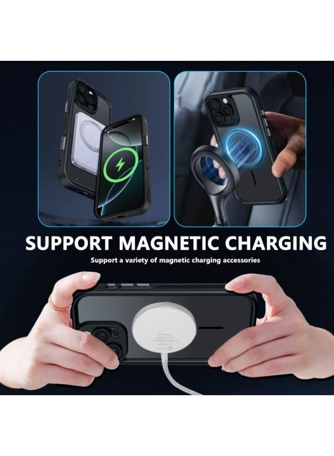 ليدين جراب MagSafe الهجين المقاوم للصدمات لهاتف iPhone 17 Pro Max، واقي للكاميرا، ظهر شفاف - Image 2