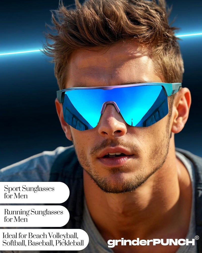 grinderPUNCH Running Baseball Sunglasses for Men Women Sports Cycling Glasses Softball Sunglasses UV400 Protection - Image 3