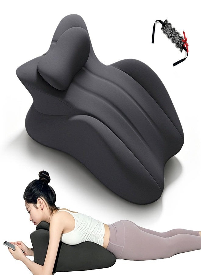 Prone Pillow for Sleeping, 27° Ergonomic Memory Foam Wedge Pillow, Face Down Pillow for Stomach Sleepers, Support for Neck & Back Tension, Bed Reading & Nap Support - Image 1