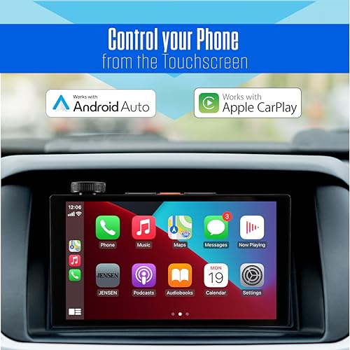 JENSEN J5UP7 7inch Top Mount Control Certified Wireless Apple Carplay Android Auto Double DIN Car Stereo Touchscreen Receiver with Bluetooth IllumiNITE Custom Colors Backup Camera Input - Image 3