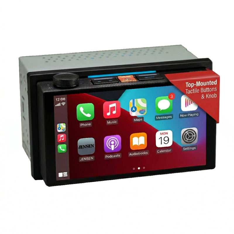 JENSEN J5UP7 7inch Top Mount Control Certified Wireless Apple Carplay Android Auto Double DIN Car Stereo Touchscreen Receiver with Bluetooth IllumiNITE Custom Colors Backup Camera Input - Image 2