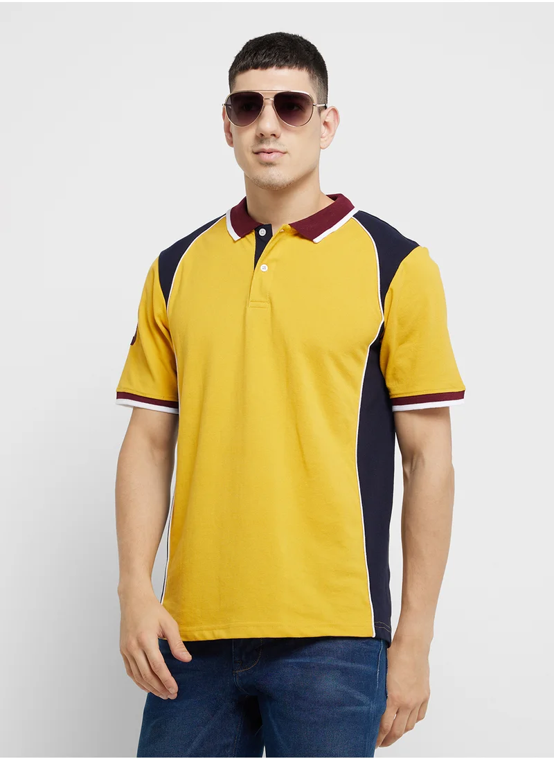 سفنتي فايف Contrast Cut & Sew Tipping Polo With Embroidery