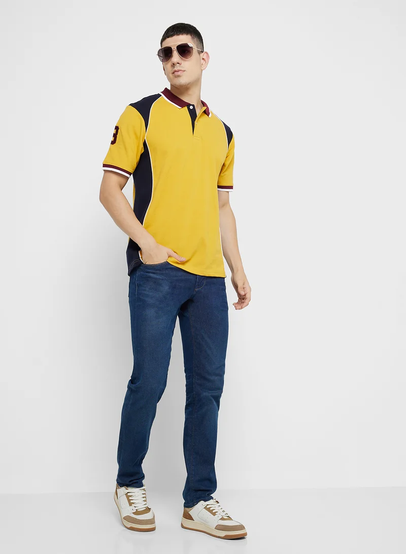 Seventy Five Contrast Cut & Sew Tipping Polo With Embroidery