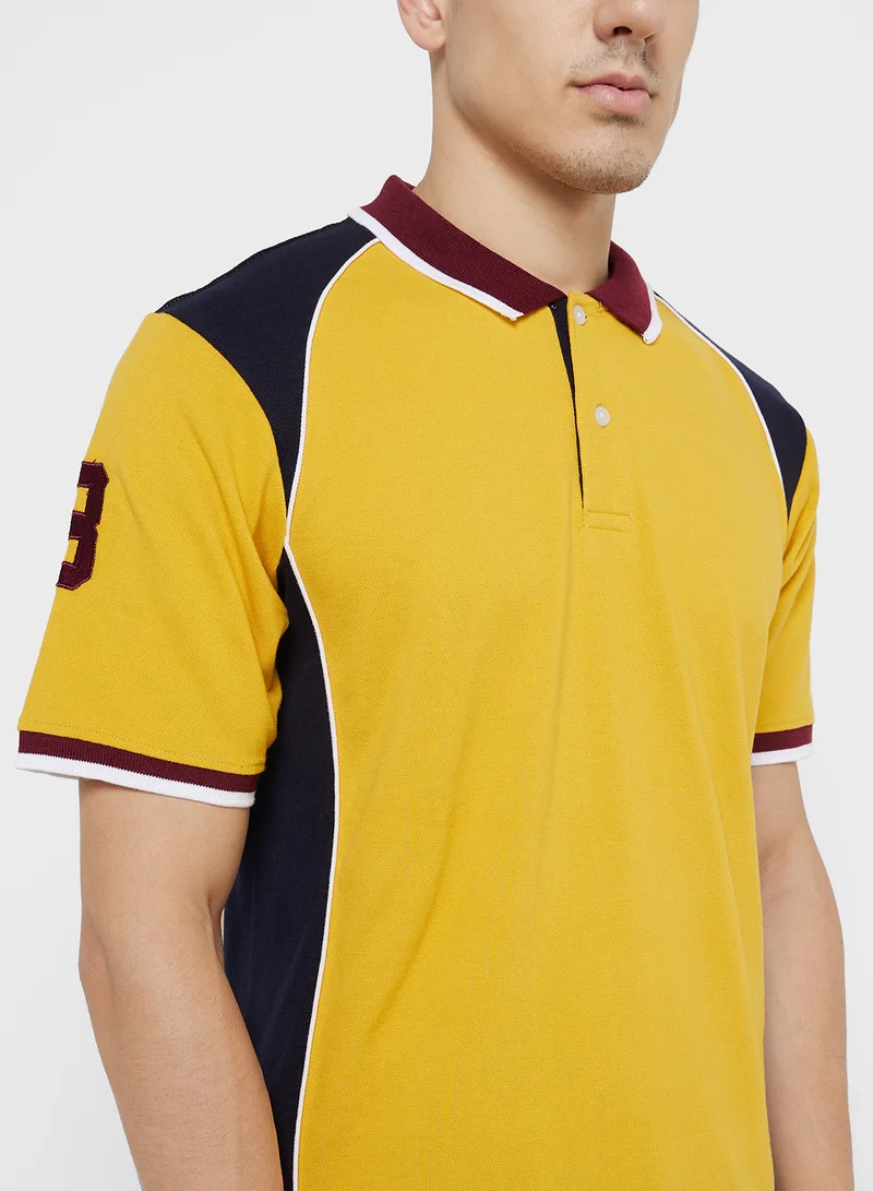 Seventy Five Contrast Cut & Sew Tipping Polo With Embroidery