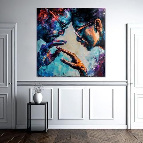 The Castle Decor Modern Abstract Multiface Painting with Frame Big Size (24X24) Wall Art for Living Room, Bedroom, Drawing Room, Hotels-Wooden Framed-Digital Painting - Image 1