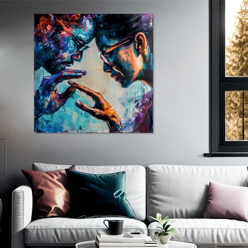 The Castle Decor Modern Abstract Multiface Painting with Frame Big Size (24X24) Wall Art for Living Room, Bedroom, Drawing Room, Hotels-Wooden Framed-Digital Painting - Image 2