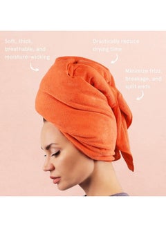 Sleek'e Sleeke Microfiber Hair Drying Towel - Coral, Quick Drying Hair Towel, Reduces frizz, Super Absorbent  - Image 2