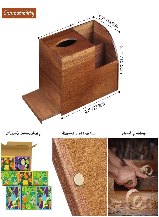 BIBELUN Square Tissue Box Cover,Multi-Functional Wood Tissue Box Holder with Storage Grid,Tissue and Remote Control Holder,Decorative Facial Tissue Cube Box Organizer for Desk,Nightstand,Bathroom - Image 3