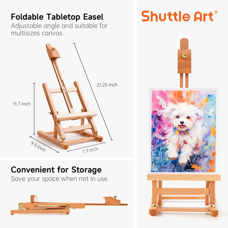Shuttle Art 66 Pack Acrylic Paint Set, Shuttle Art Acrylic Painting Set with 30 Colors Acrylic Paint, Wooden Easel, Painting Canvas, Paint Brushes, Palettes, Art Painting Supplies for Kids Adults Beginner Artists - Image 4