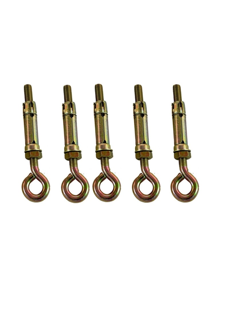Robustline High Strength Metal Sleeve Shield Closed Hook/Eye Hook | Open Hook Anchor Bolt Pack of 5 (CLOSED HOOK, 6 MM) - Image 3