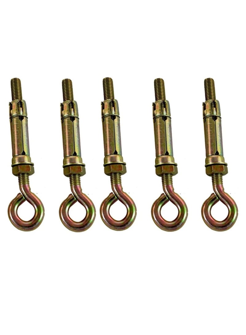 Robustline High Strength Metal Sleeve Shield Closed Hook/Eye Hook | Open Hook Anchor Bolt Pack of 5 (CLOSED HOOK, 6 MM) - Image 1