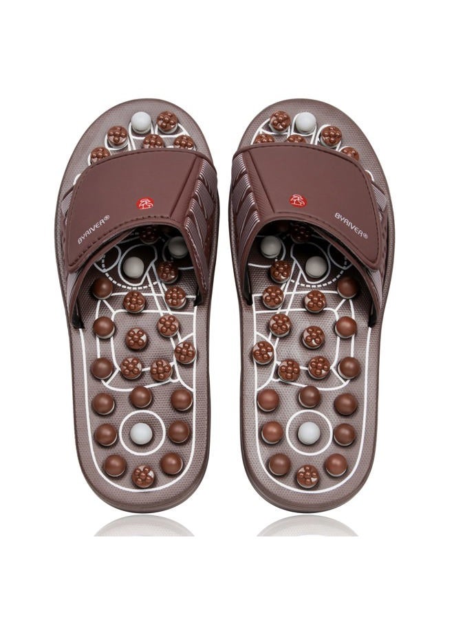 BYRIVER Acupressure Foot Massage Mat, Reflexology Tools, Spiky Ball Roller Therapy Sandals Shoes Slippers, Relief Muscle Fatigue, Sciatica, Heel, Lower Back Pain (03L) - Image 1