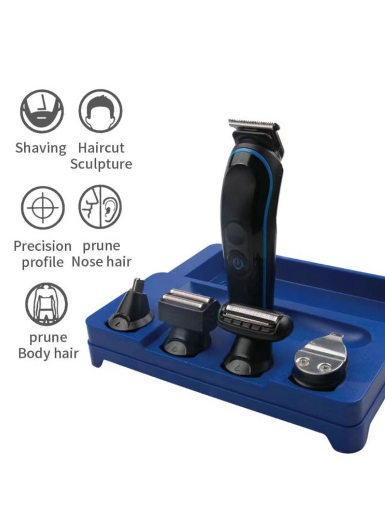 5-in-1 Hair Trimmer Hair Clippers for Men Electric Cordless Beard&Hair Trimmer Rechargeable Multifunctional Haircut Machine(Black) ﻿