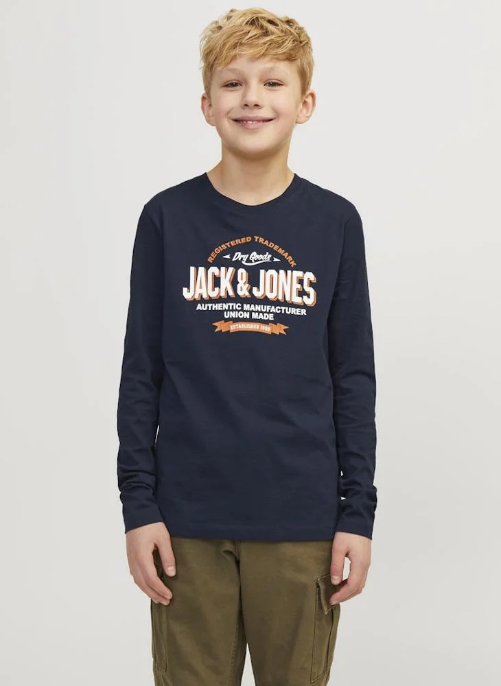 جاك وجونز جونيور Kids Slogan Crew Neck T-Shirts