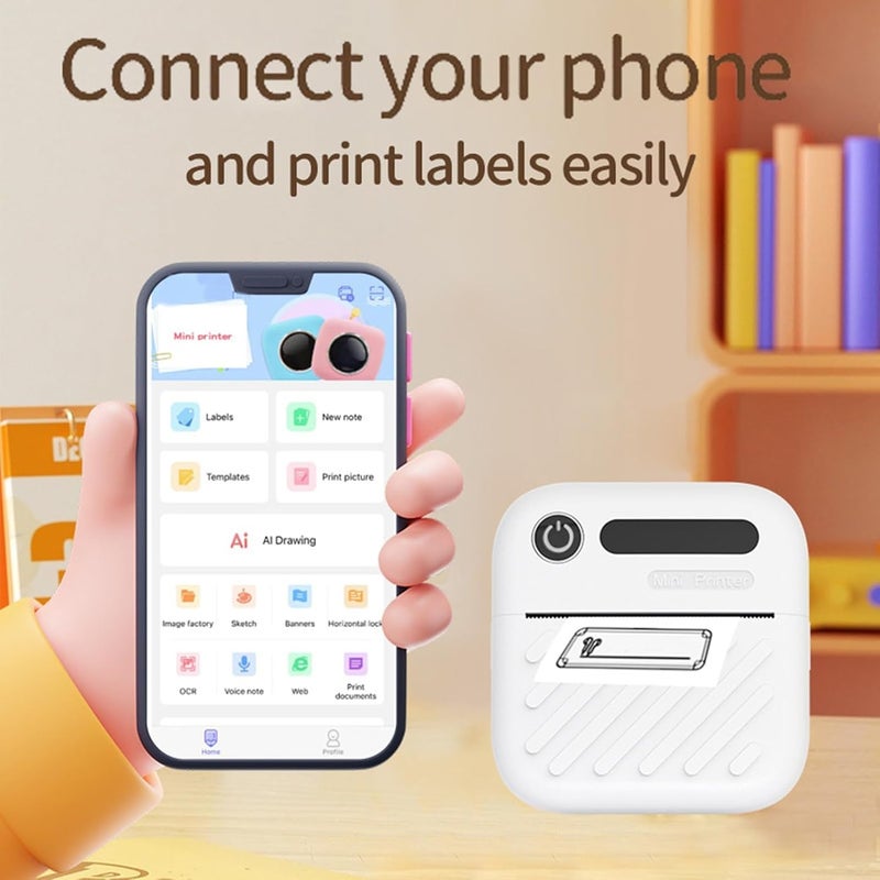 AUNMAS Sticker Printer, 10 Meters Bluetooth Connectivity APP Control 200 DPI Resolution Thermal Label Printer for Home School Office - Image 5