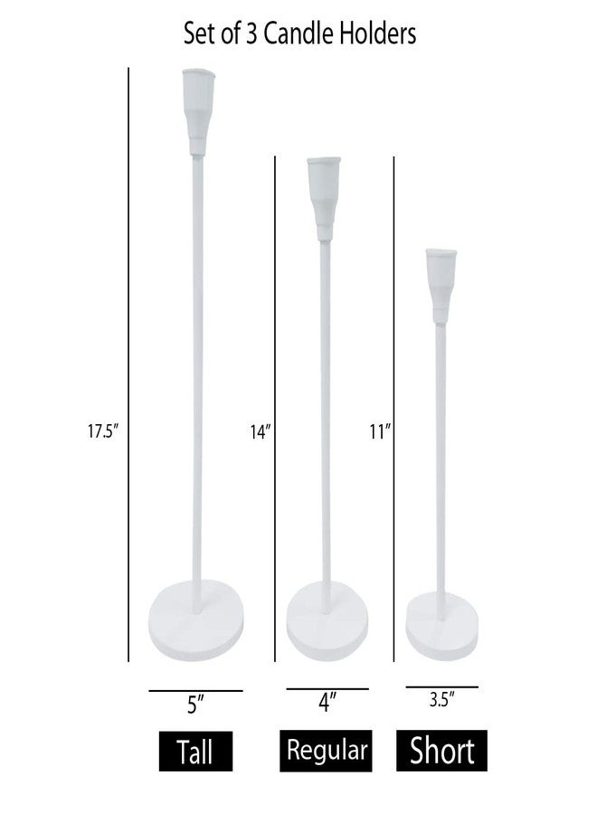 فوي دروب مجموعة حوامل شموع فويدروب البيضاء غير اللامعة، 3 قطع، مناسبة للشموع المدببة، حامل شموع مزخرف لحفلات الزفاف، وتناول الطعام، والحفلات، يناسب الشموع بسمك 3/4 بوصة وشموع LED (أبيض) - Image 5