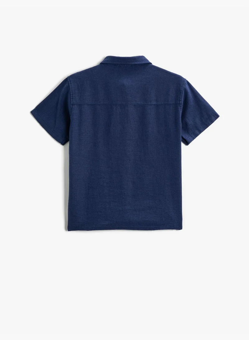 كوتون Linen Blend Shirt Short Sleeve