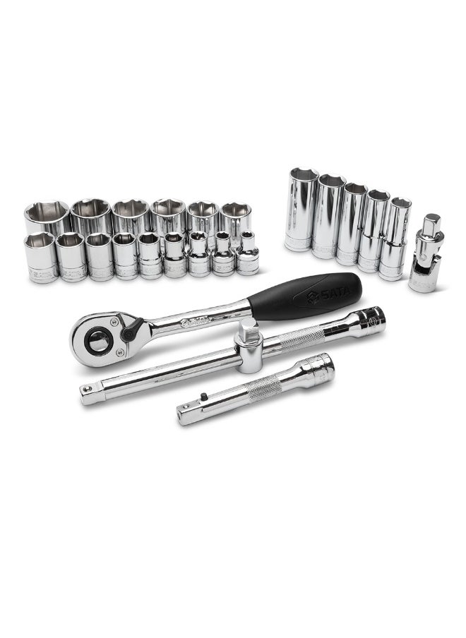 Sata SATA ST09528 25-Piece 1/2" Drive 6 Point SAE Socket Tray Set  - Image 4