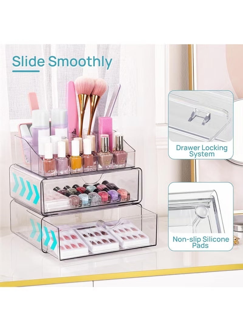 Arabest 3 Tier Clear Makeup Organizer with Drawer, Cosmetic Storage for Dresser Countertop and Bathroom Vanity, Beauty Holder for Lipstick Brush Skincare - Image 5