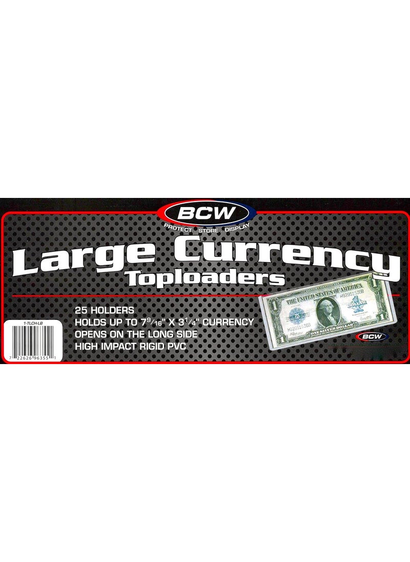 BCW BCW Large Bill Currency Topload Holder  Pack of 25  Clear Rigid PVC Archival Quality Protection for Collectible Currencies  Numismatic Supplies for Collectors  Paper Currency Holders  - Image 2