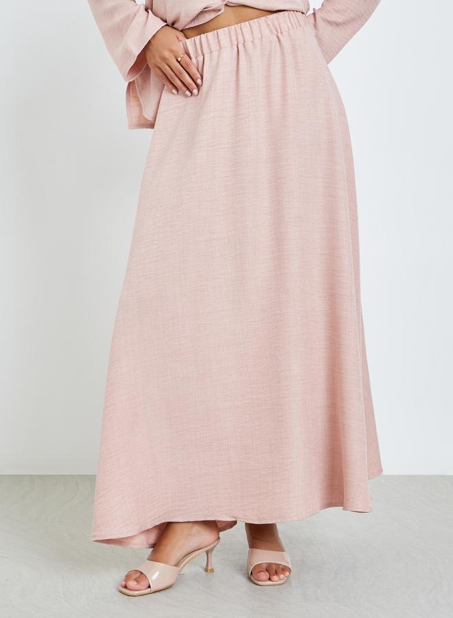 Amirah Pink Buttoned Long Sleeve Top and Skirt Co-Ords - Image 5