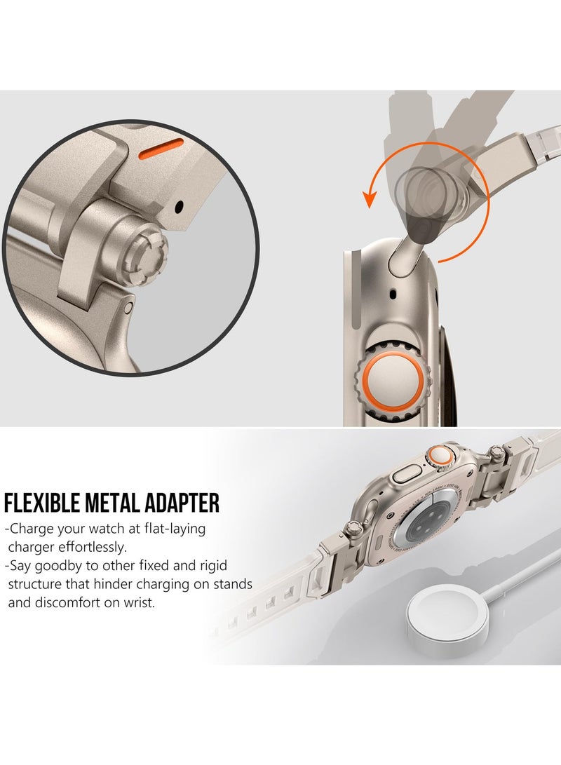 سيوسي حزام ساعة Apple Watch Ultra 2 مقاس 49 مم، متوافق مع السلسلة 9/8/SE2/7/6/SE/5/4/3/2/1، 45 مم/44 مم/42 مم، موصل معدني متين، حزام بديل رياضي متين من مادة TPU ضوء النجوم - Image 3