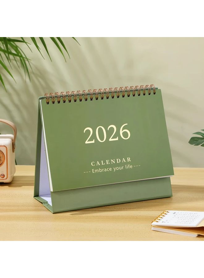 Mini Desktop Calendar 2025 2026 18 Months Thick Paper Double Wire Bound Black Desk Planner Office Supplies Home Decor Vertical Flip - Image 4