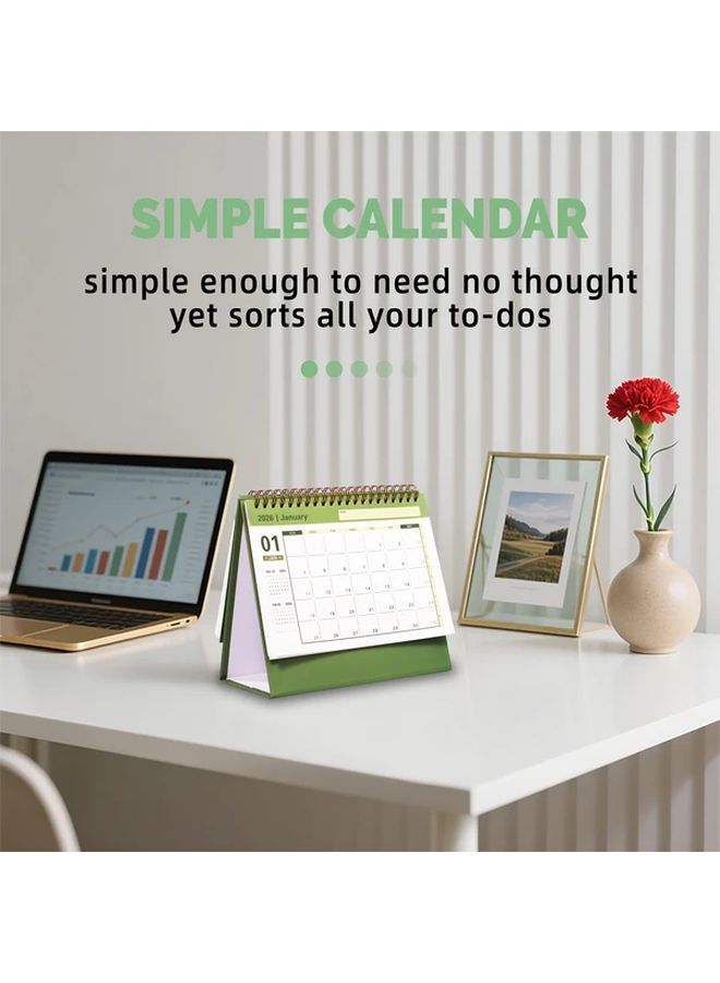 Mini Desktop Calendar 2025 2026 18 Months Thick Paper Double Wire Bound Black Desk Planner Office Supplies Home Decor Vertical Flip - Image 5