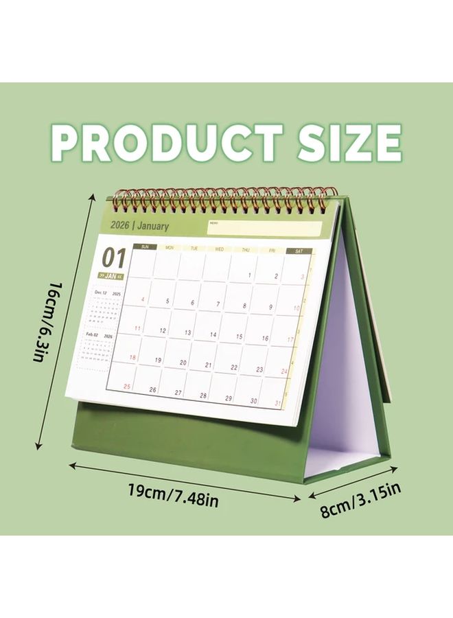 Mini Desktop Calendar 2025 2026 18 Months Thick Paper Double Wire Bound Black Desk Planner Office Supplies Home Decor Vertical Flip - Image 2