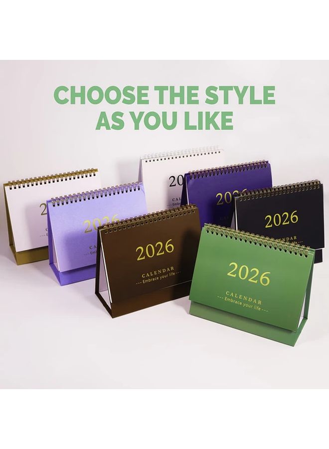 Mini Desktop Calendar 2025 2026 18 Months Thick Paper Double Wire Bound Black Desk Planner Office Supplies Home Decor Vertical Flip - Image 1
