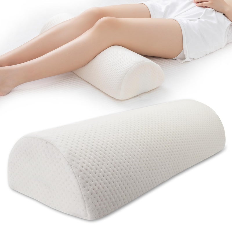 AAAini Half Moon Bolster Knee Pillow Back Pain Relief Memory Foam Leg Pillow Semi Roll Round Lumbar Leg Wedge for Side Sleepers Reducing Head Neck Spine Hip Pressure M