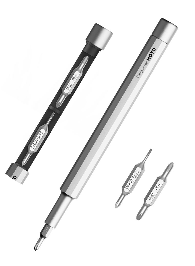 HOTO Precision Pocket Screwdriver Pen – HOTO Little Pocket Multi-Tool with 5 Bits, Soft Pencil Tip, Magnetic Storage, Premium Aluminum Body – Black – QWLSD013 - Image 1
