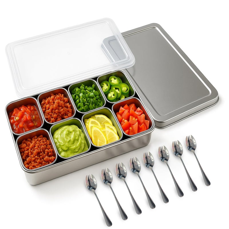 Jugetware Stainless Steel Yakumi Pan, Yakumi Pans, Yakumi Mise En Place, Mise En Place Containers, Japanese Food Container, Spice Box Indian Masala Dabba, Stainless Steel Condiment Containers - Image 1
