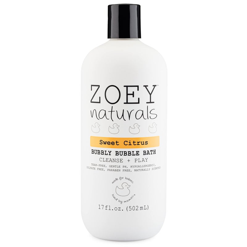 Absolutely Natural Zoey Naturals - Sweet Citrus Bubble Bath for Kids & Babies - Organic Tear-Free, Non-Toxic Toddler Soap with Moisturizing Aloe & Avocado Oil - Long Lasting Bubbles - Made in USA, 17 oz - Image 1