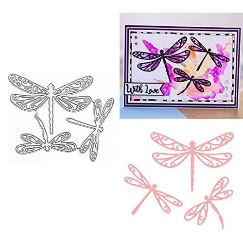 hinana 3pcs/Set Beautiful Dragonflies Frame Metal Die Cuts,Dragonfly Cutting Dies Cut Stencils for DIY Scrapbooking Photo Decorative Embossing Paper Dies for Scrapbooking Card Making - Image 1
